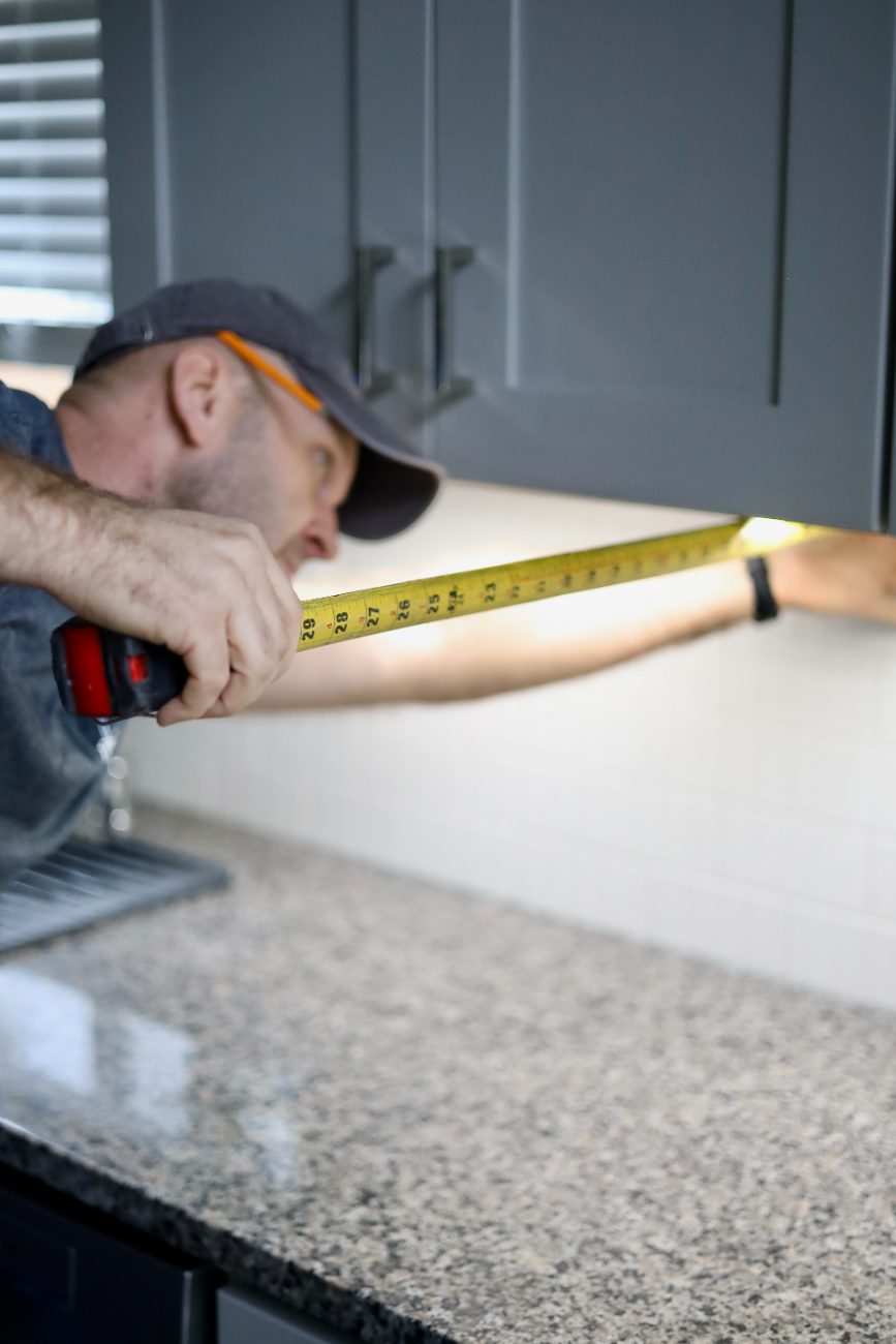 Measuring a countertop run on site
